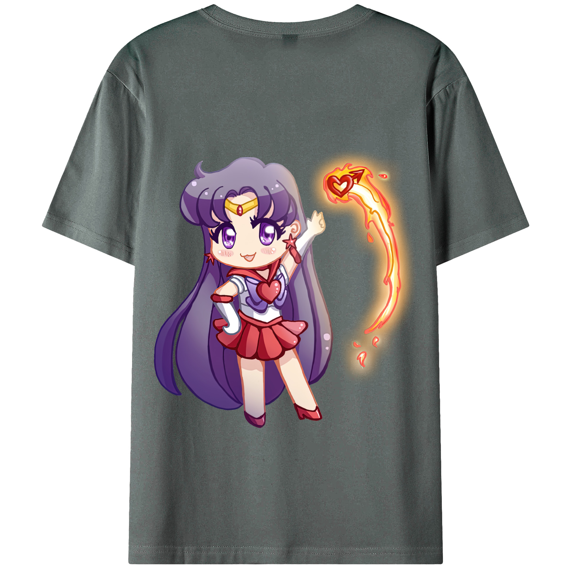 （画像用） 美少女戦士セーラームーン 火野レイ ひの レイ Sailor Moon Hino Rei （セーラーマーズ,Sailor Mars） 綿100％半袖Tシャツ（背面プリント）